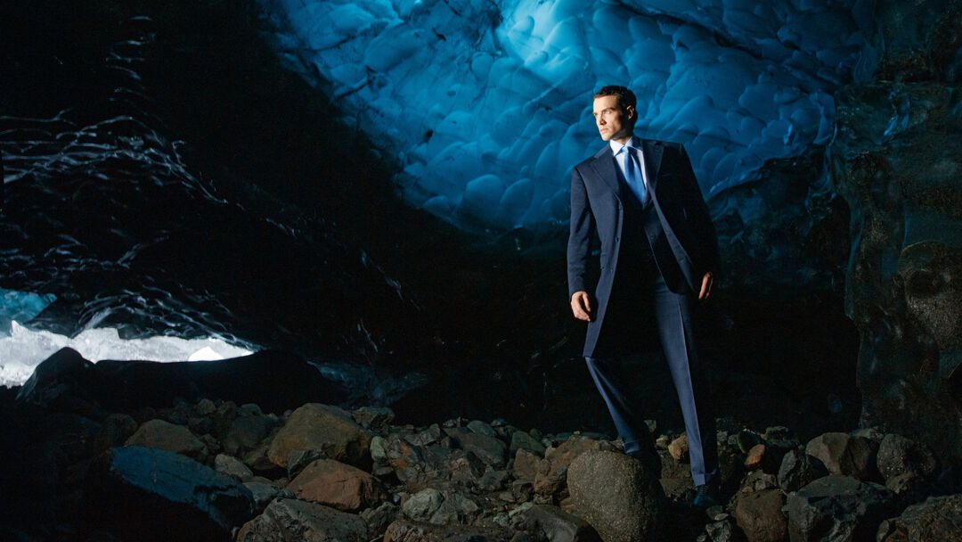 the model inside a cave in Iceland