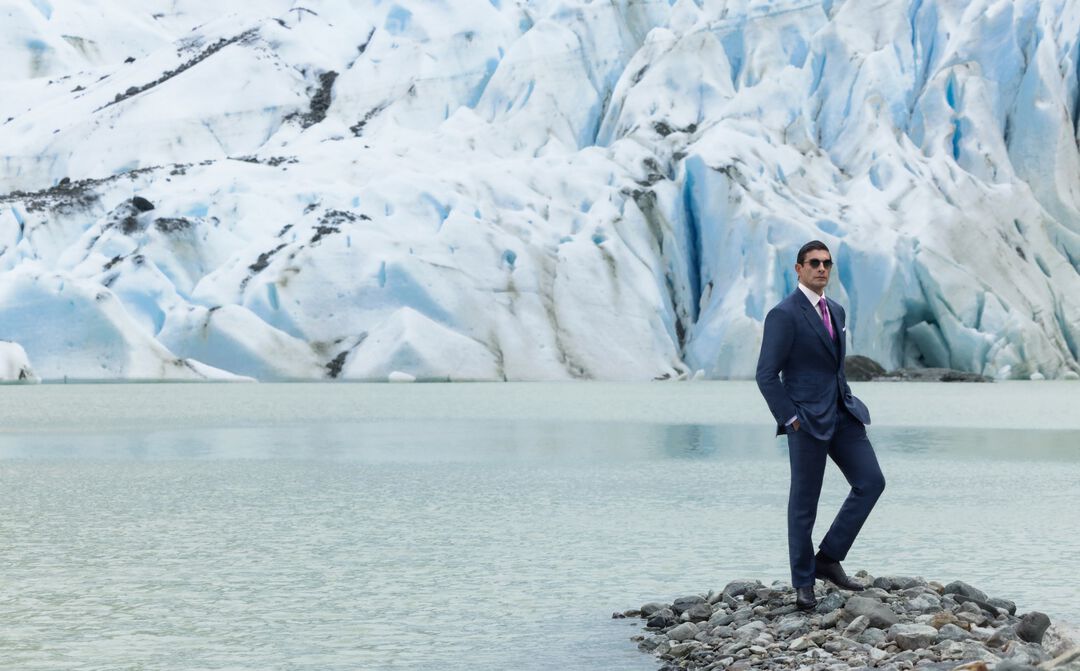 model posing at Bernal Glacier