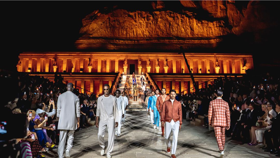 The 50th anniversary fashion show at Temple of Hatshepsut in Luxor