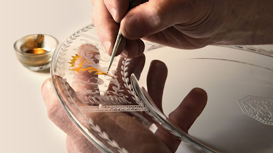 the craftsman engraving on a glass plate