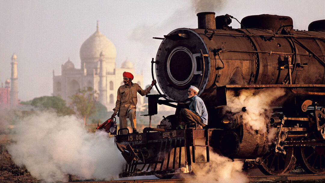 Taj Mahal and train, Agra, 1983 &copy; Steve McCurry