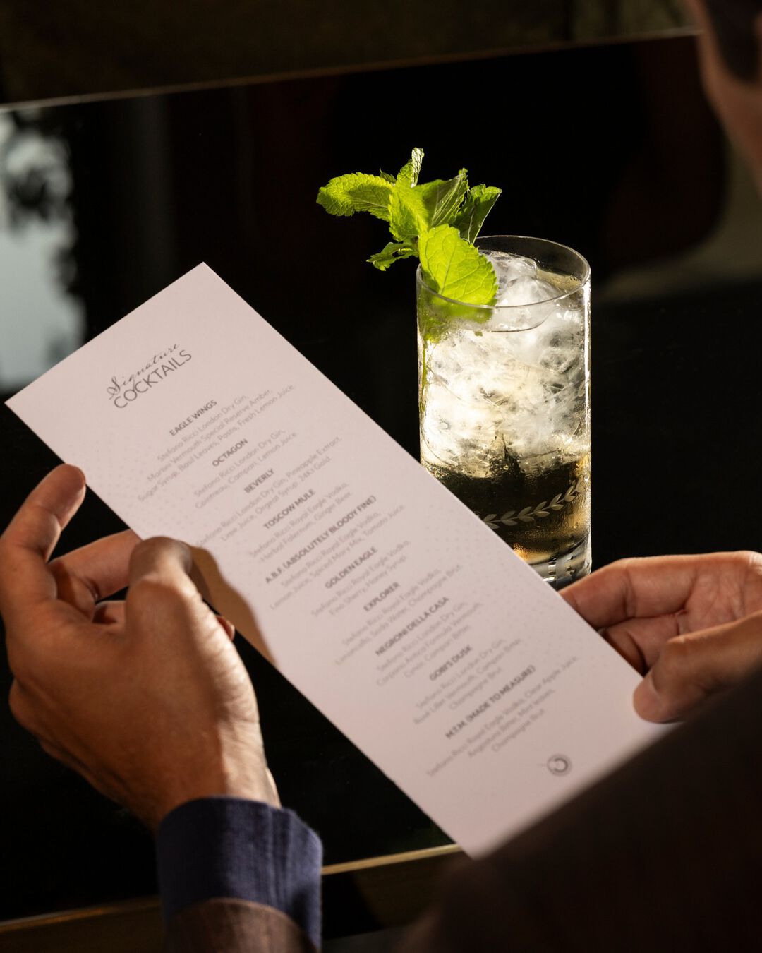 menu of stefano ricci cocktails
