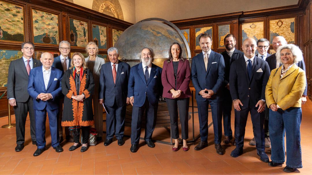 Stefano Ricci Explorer Symposium guest speakers united in the Sala delle Carte Geografiche in Palazzo Vecchio, Florence