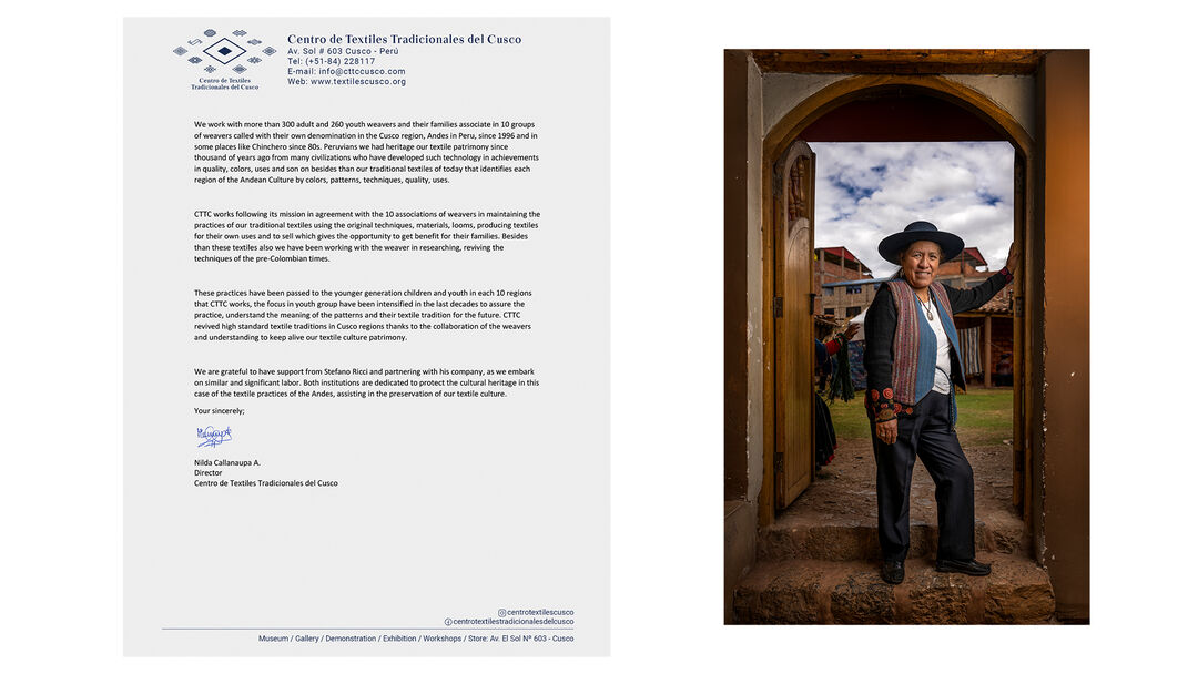 Agreement to support Centro de Textiles Tradicionales del Cusco