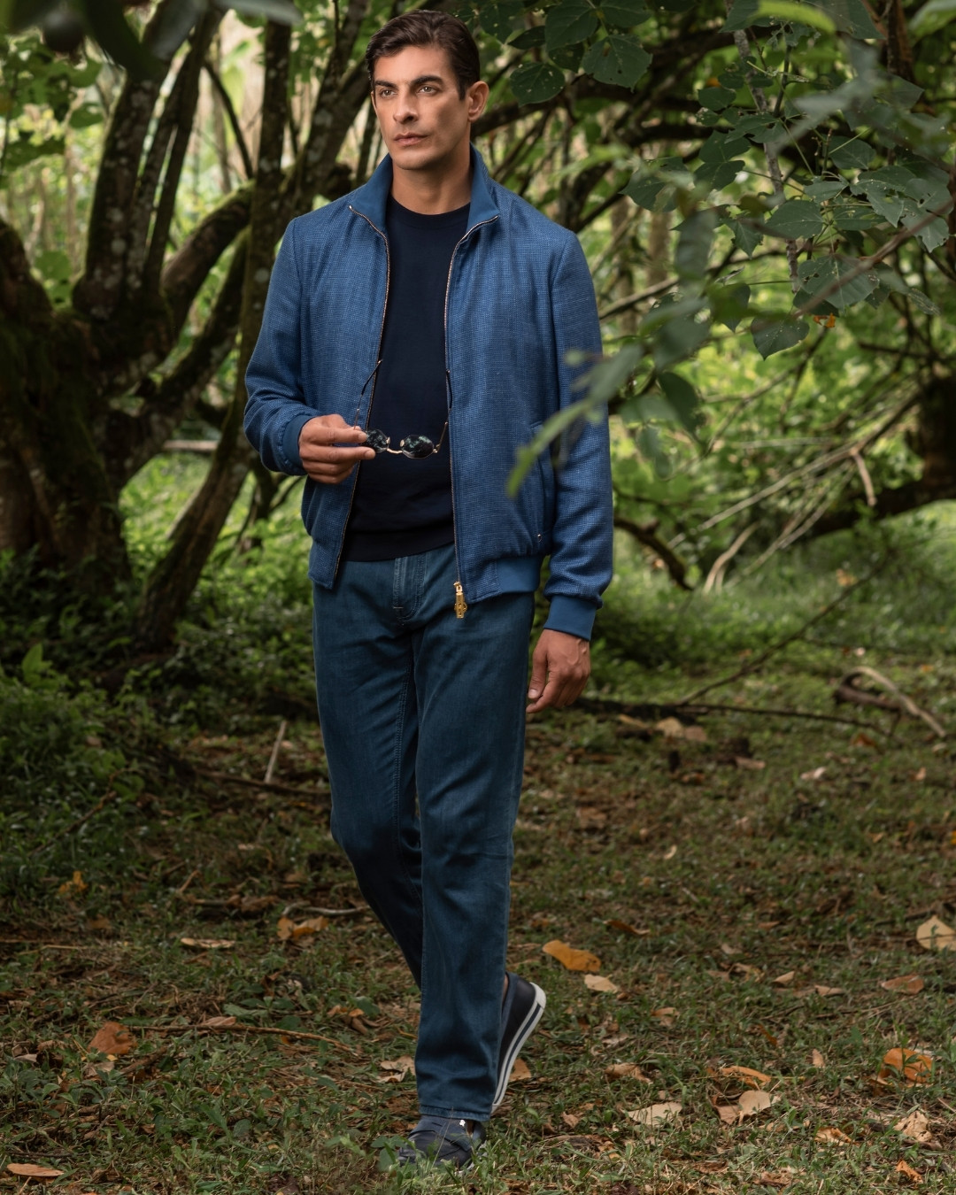 Blouson, cashmere, silk and linen blend with Nappa lambskin leather details