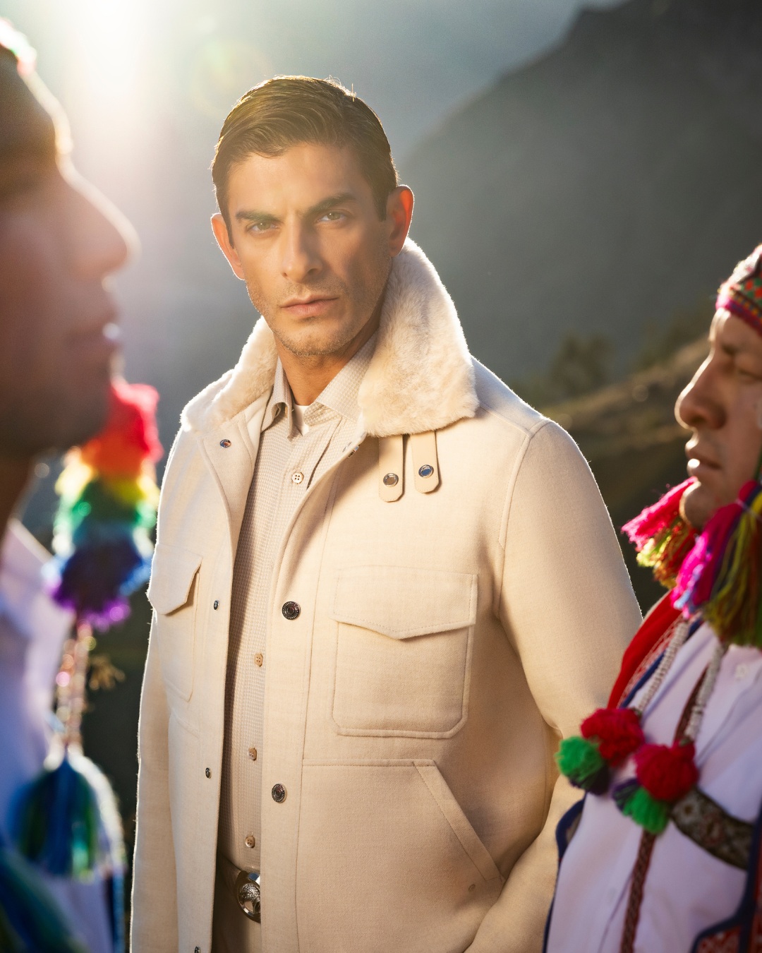 Blouson, 100% wool with shearling collar