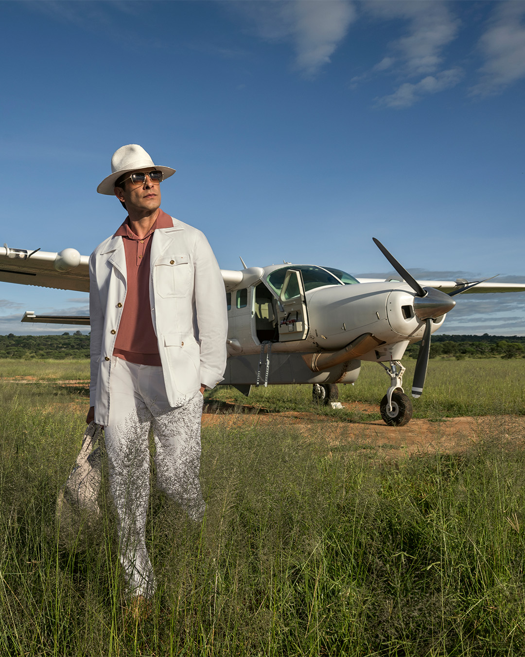 The model with an airplane in Tanzania