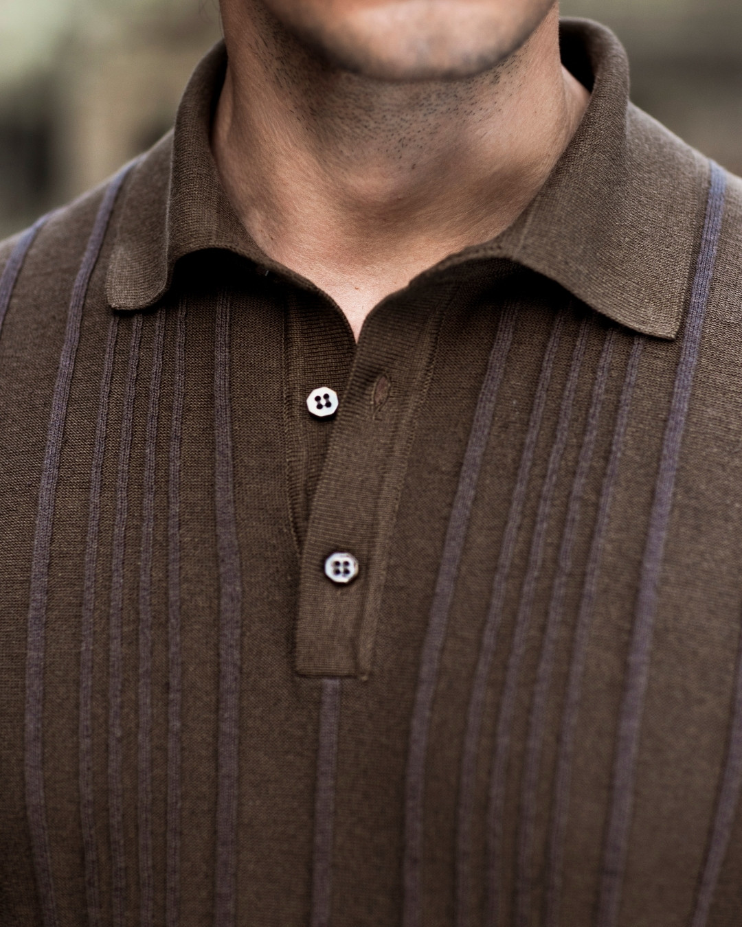 Knit polo shirt, cotton and linen