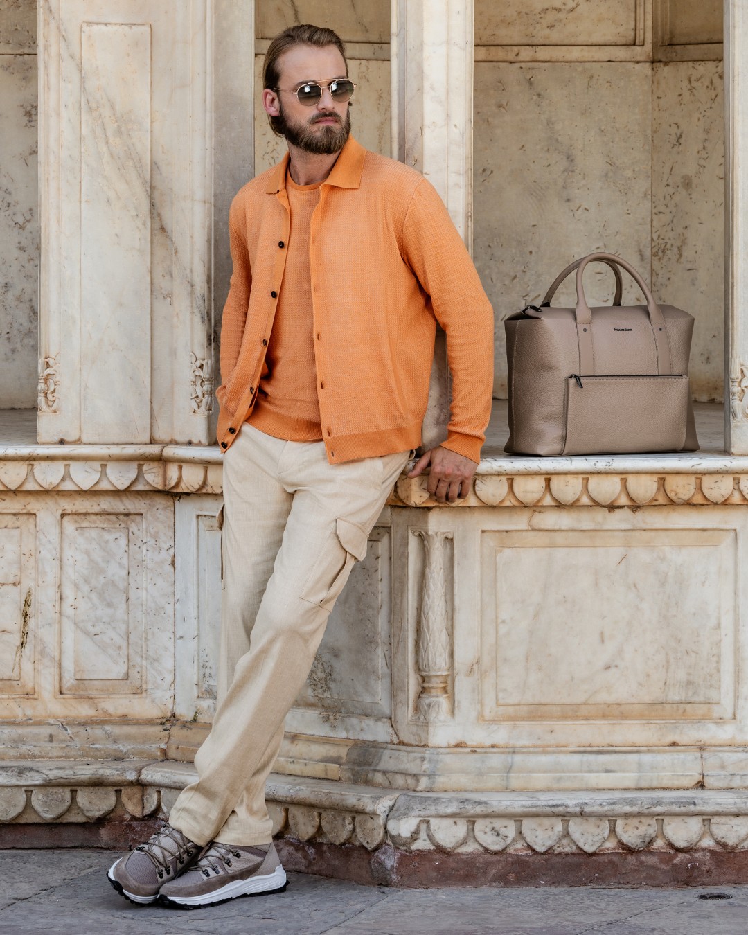 Handmade tote bag, 100% calfskin leather