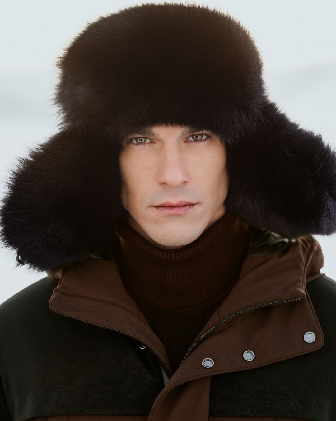Fur hat, 100% technical fabric and fox fur