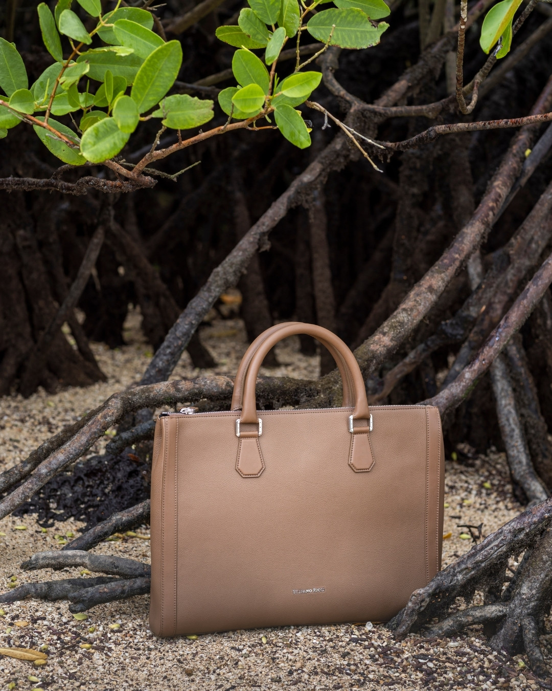 Handmade business bag, calfskin leather