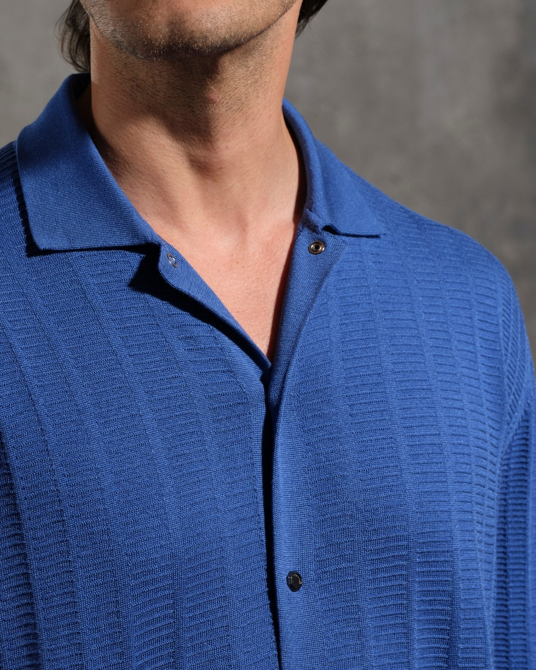 Knit polo shirt, silk and cotton