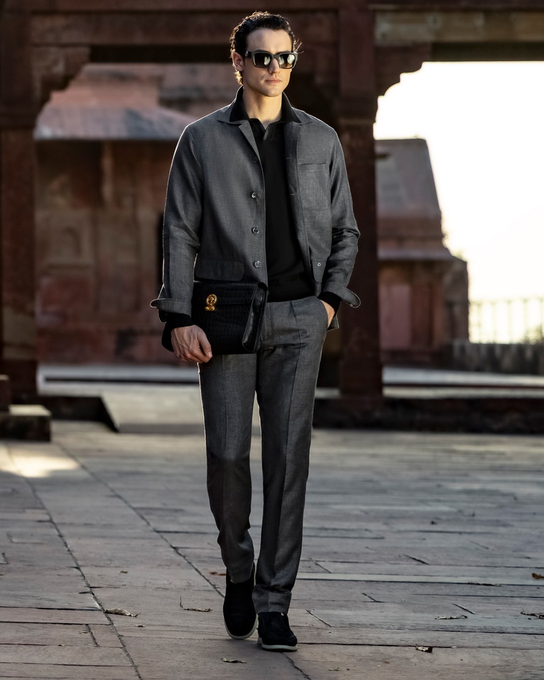 Overshirt, wool, linen and silk