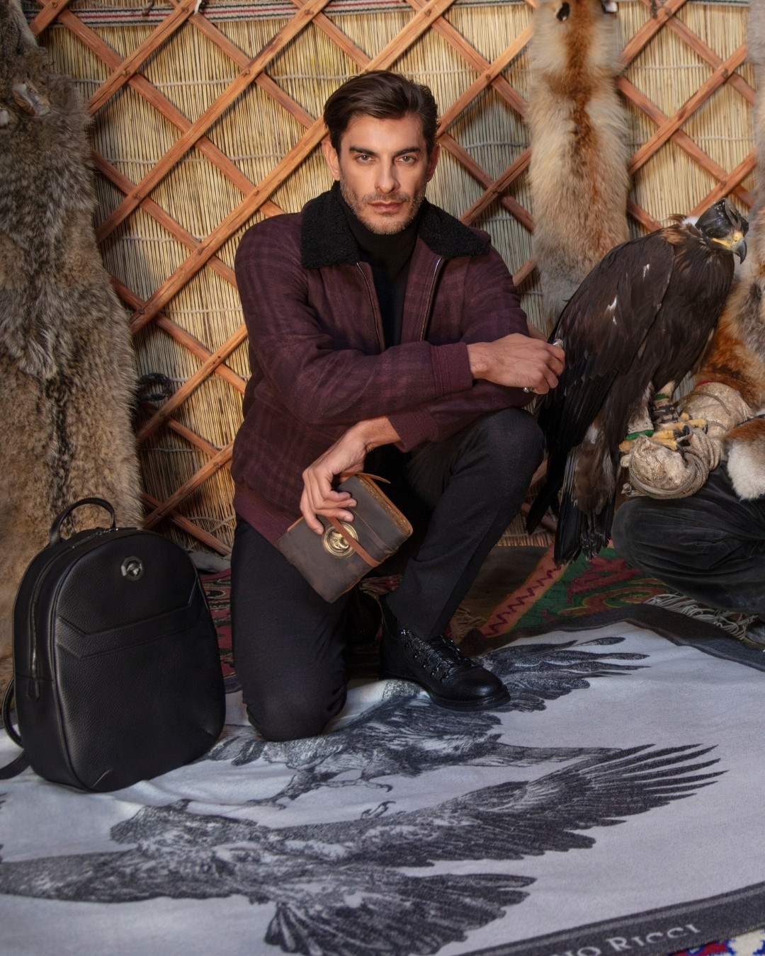 Blouson, 100% cashmere with shearling collar