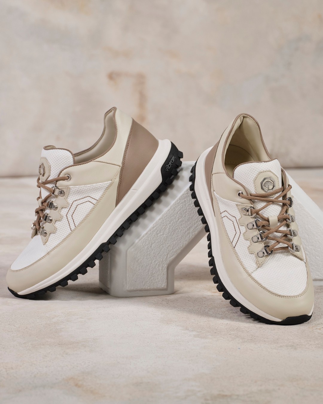 Sneakers, calfskin leather and technical fabric