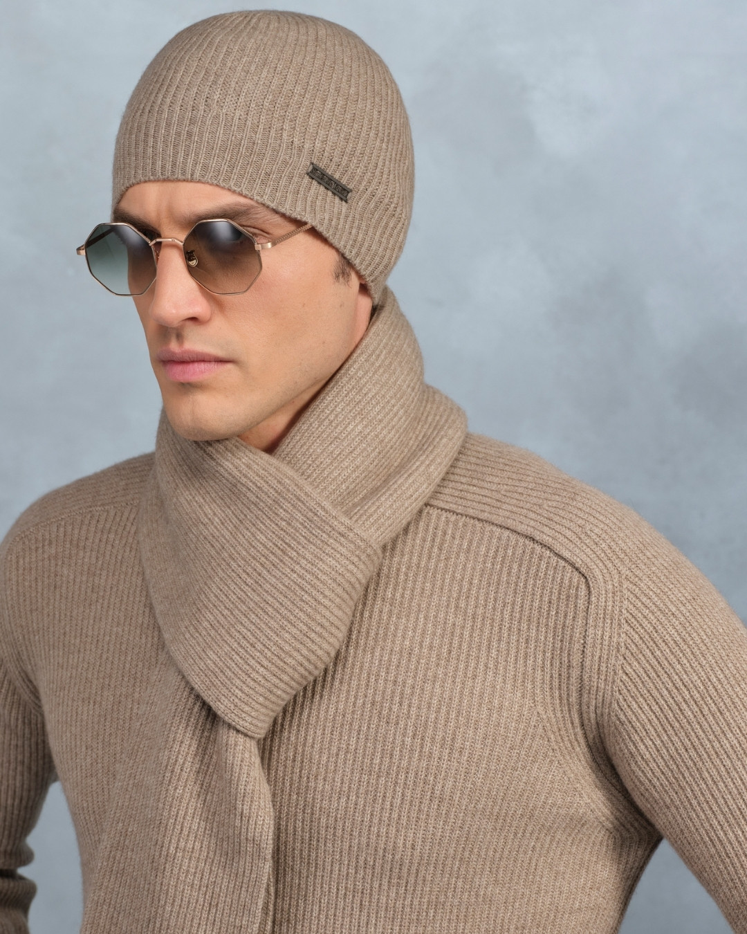 Knit mock neck sweater, 100% cashmere