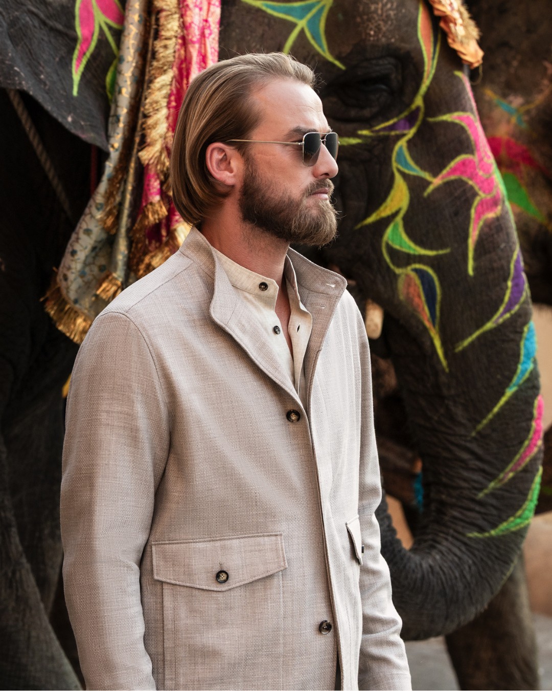 Blouson, wool, silk and linen