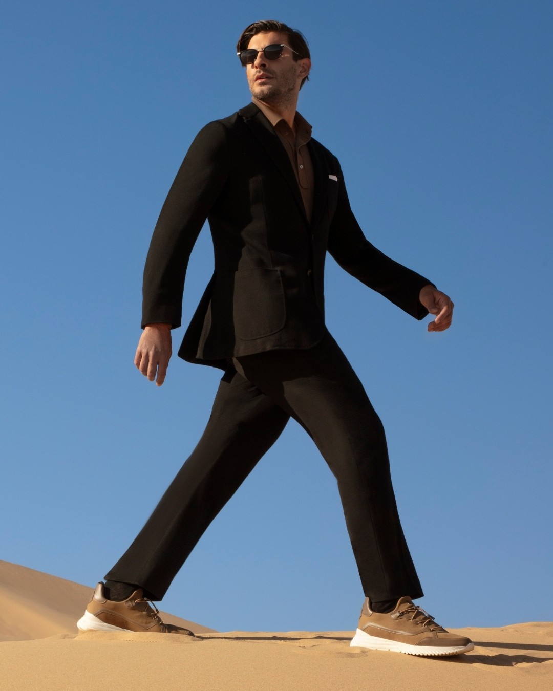 The model in Khongor Sand Dune Gobi Desert