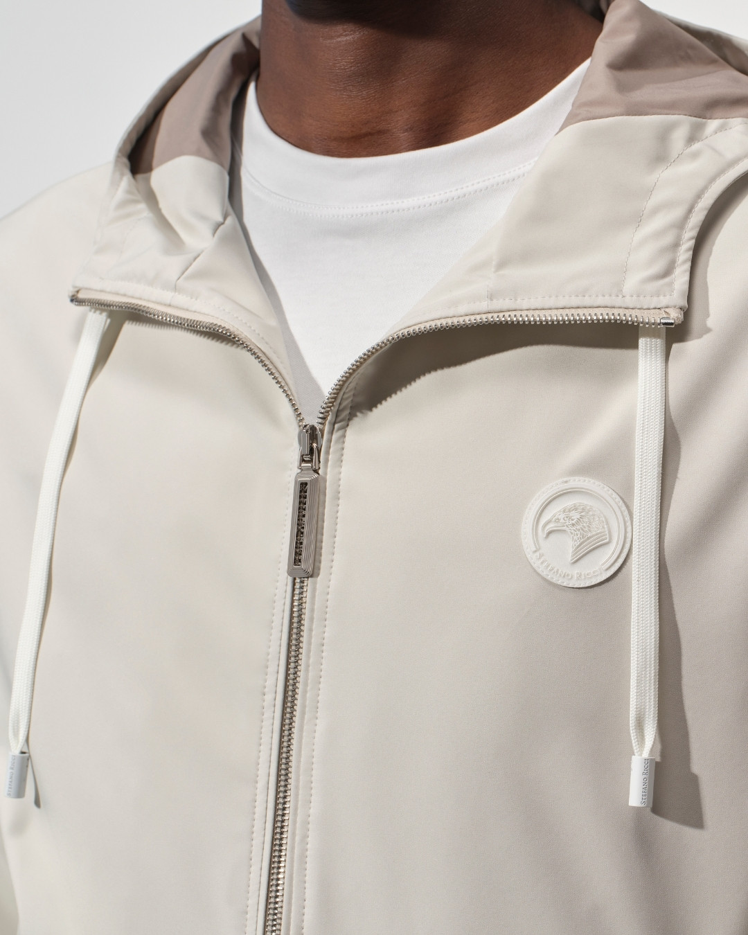 Hooded jacket, technical fabric