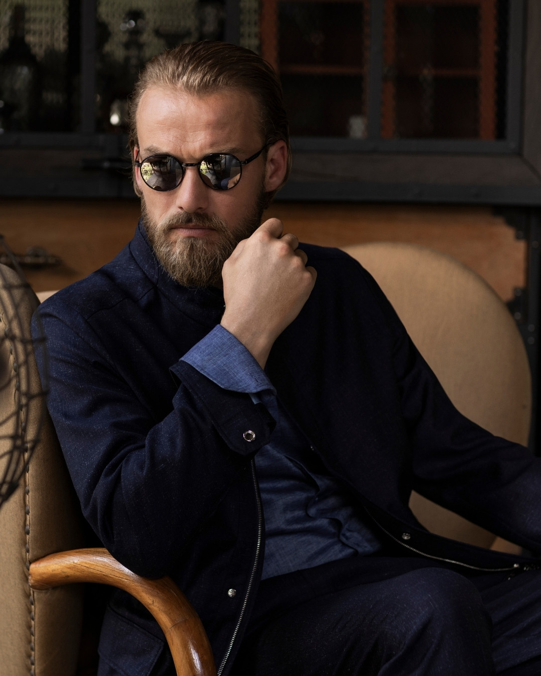 Field jacket, silk, cashmere and linen