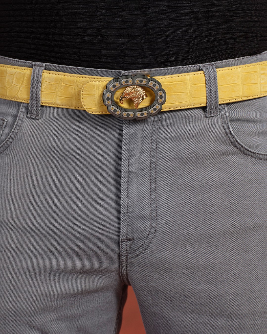 Handmade belt, 100% nubuck crocodile