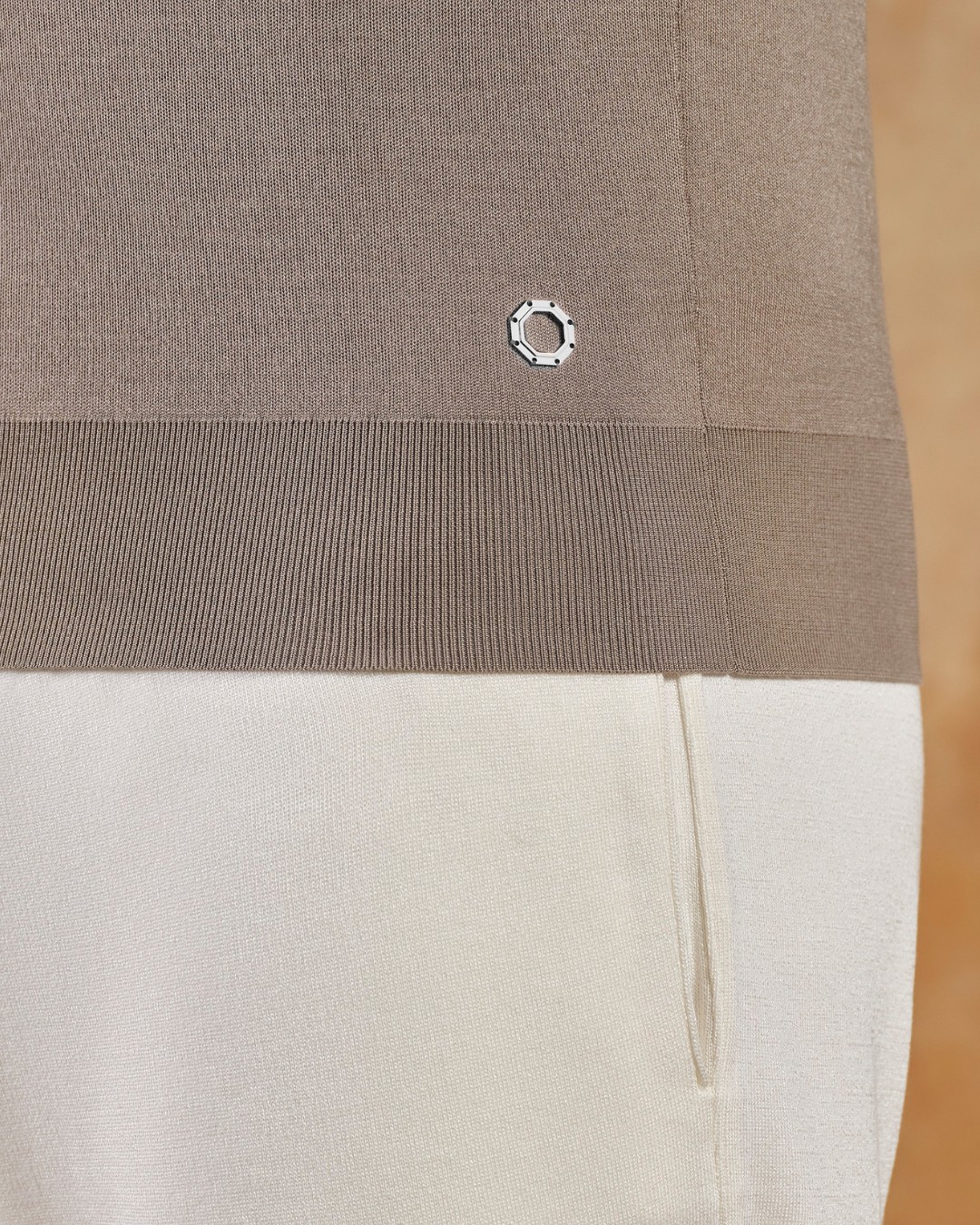 Knit polo shirt, 100% silk