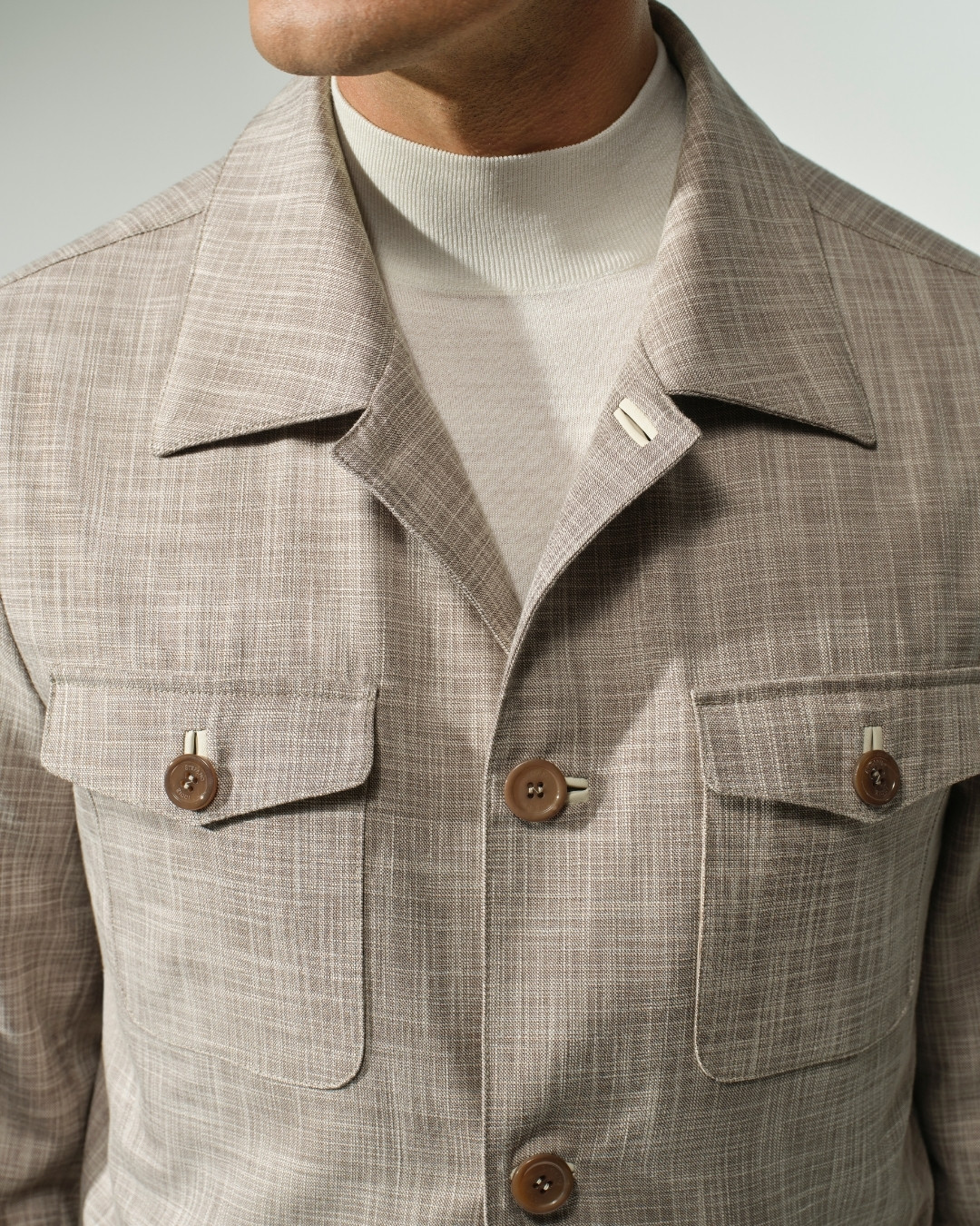 Field jacket, cotton, wool and silk blend with Nappa lambskin leather details