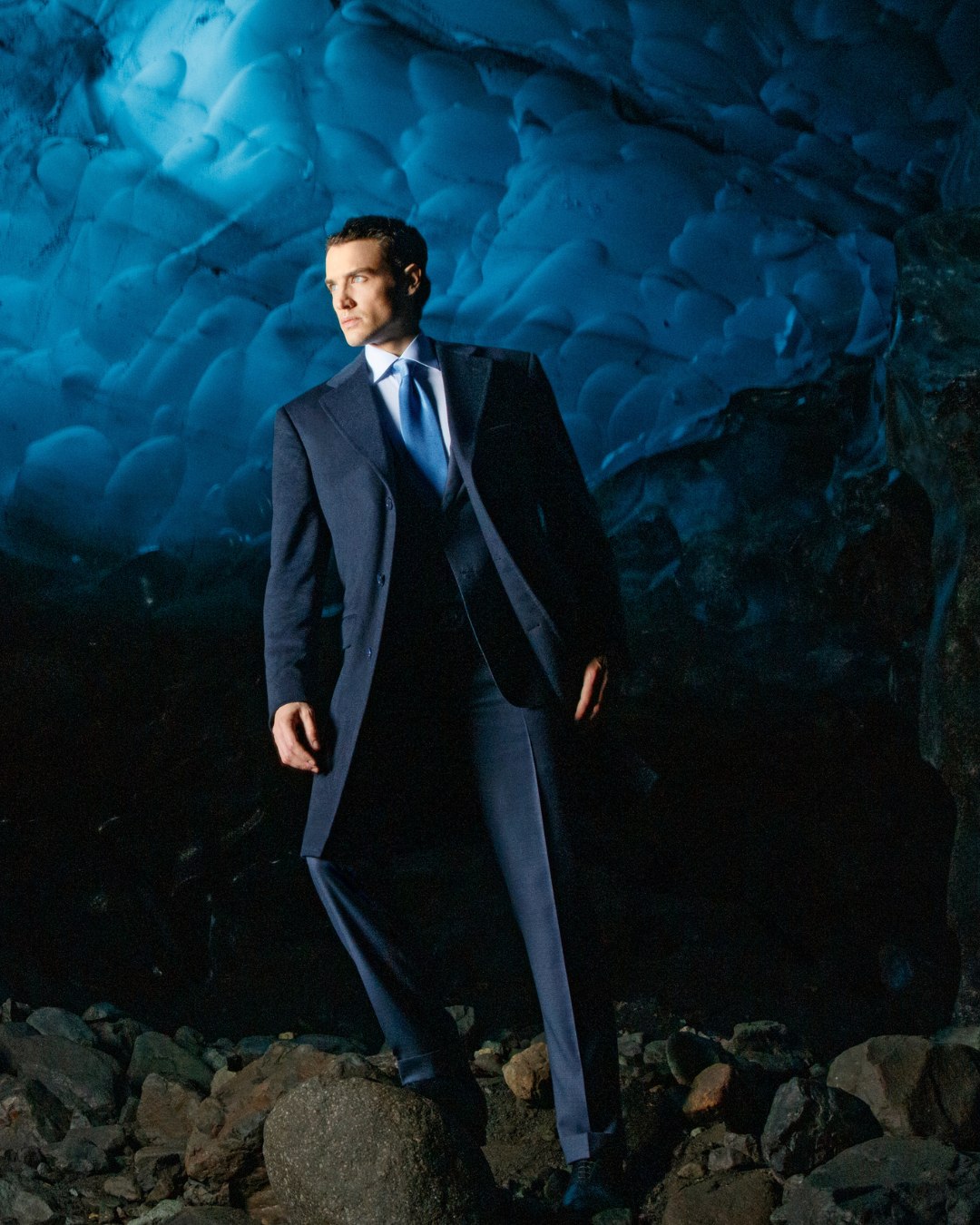 the model inside a cave in Iceland