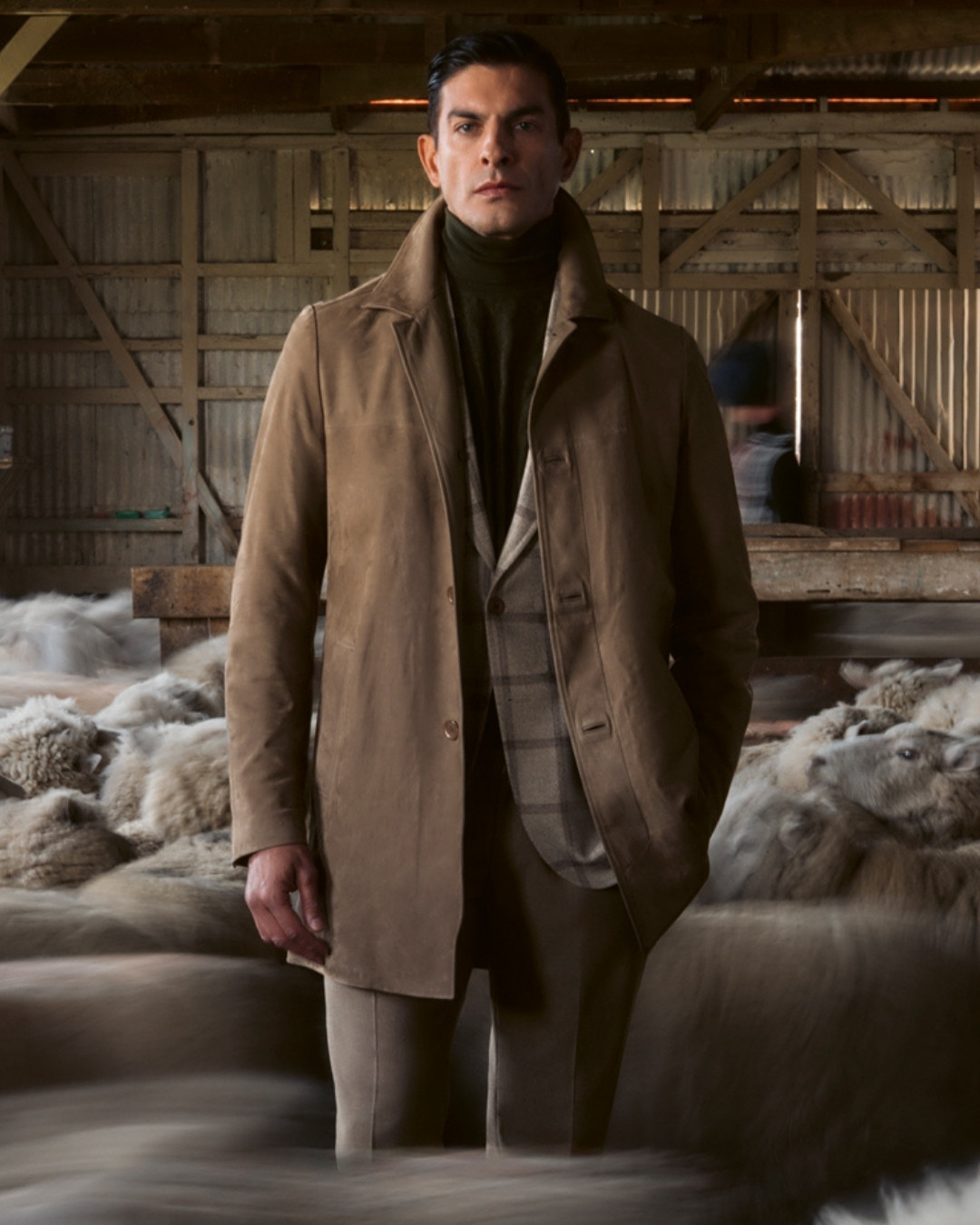 Deconstructed two-button jacket, wool and cashmere