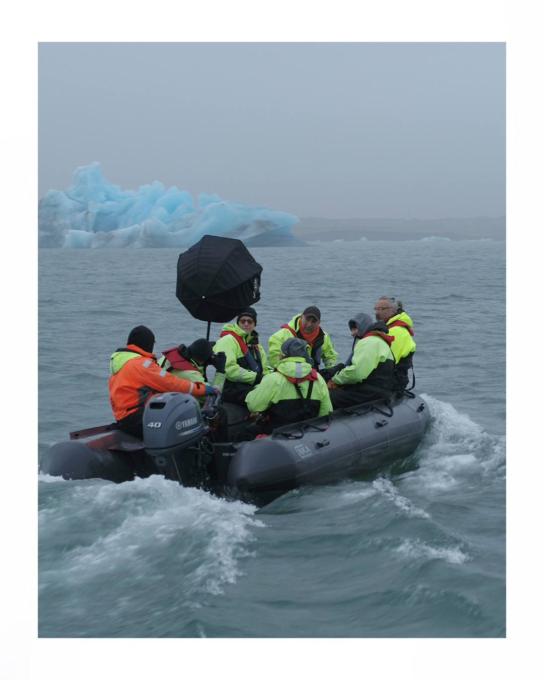 A backstage shot of the Stefano Ricci production team in Iceland