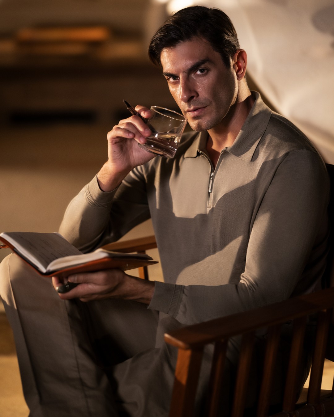 Knit polo shirt, 100% silk