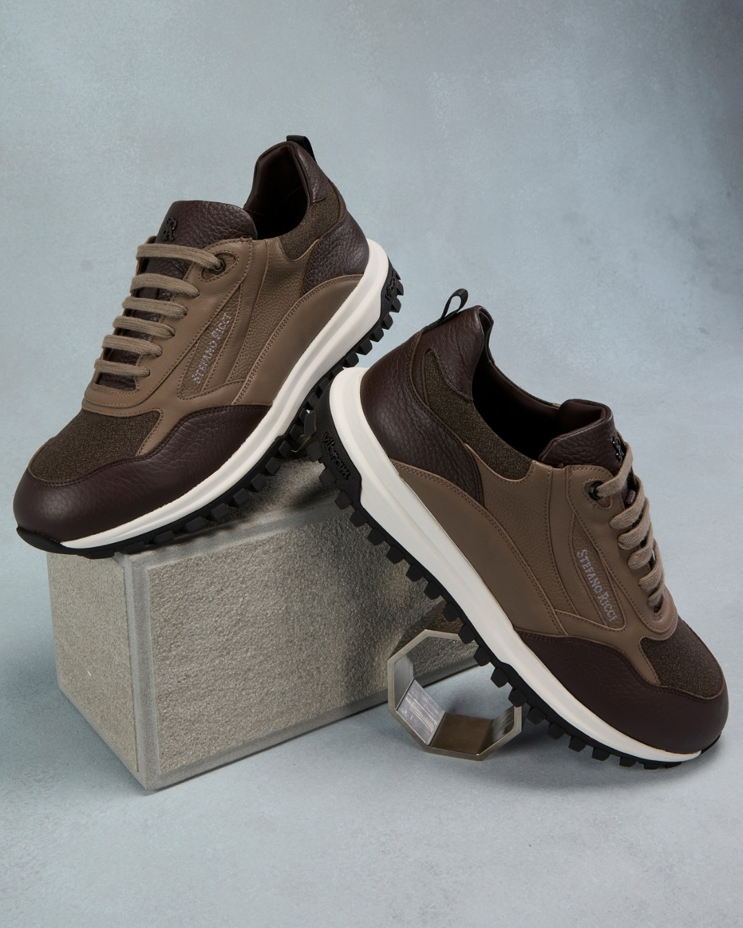 Sneakers, calfskin leather and technical fabric