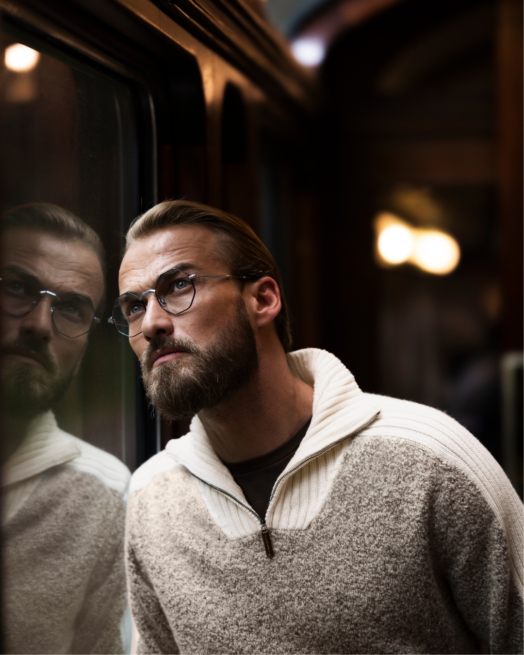 Knit mock neck sweater, wool and cashmere