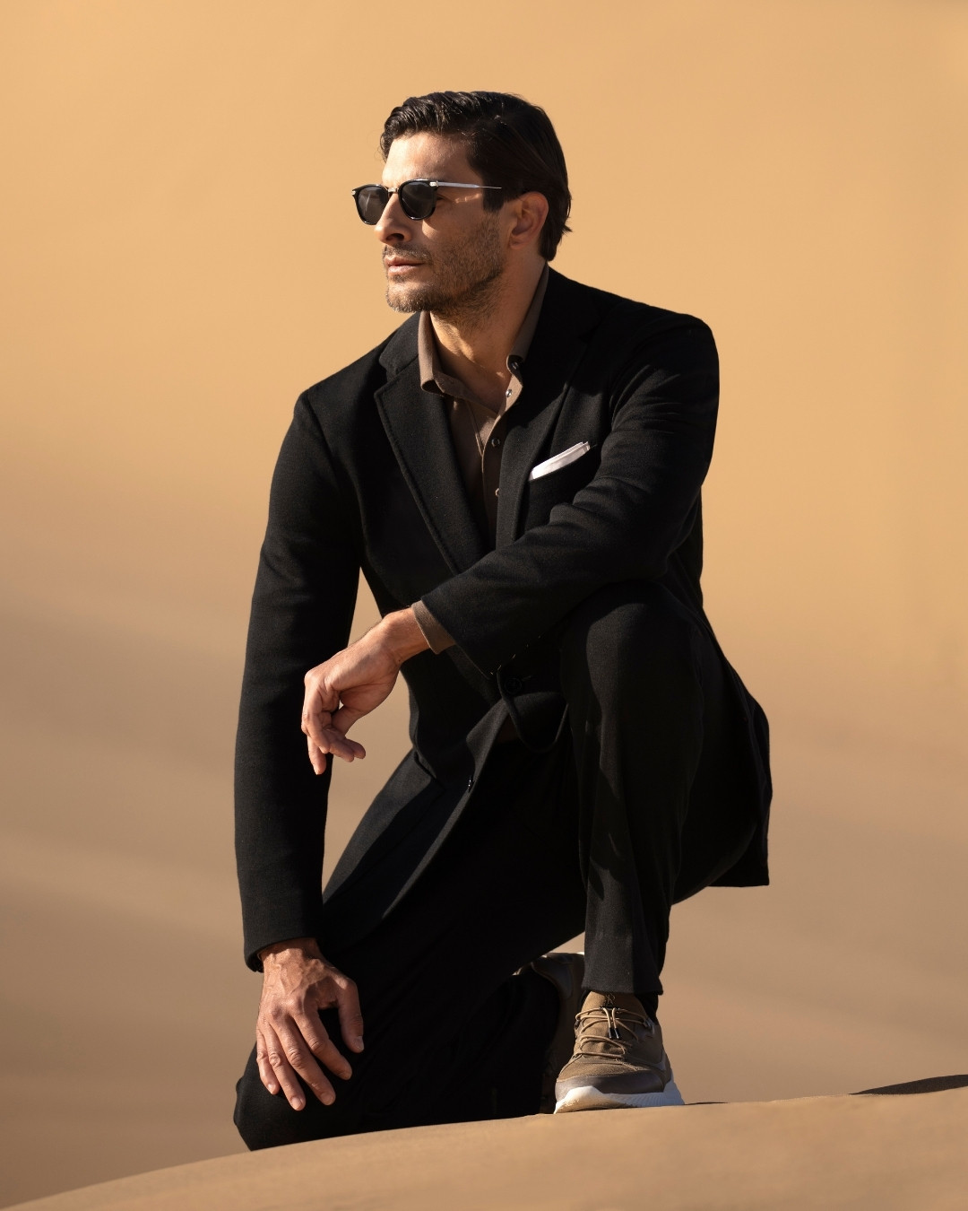 The model in Khongor Sand Dune Gobi Desert