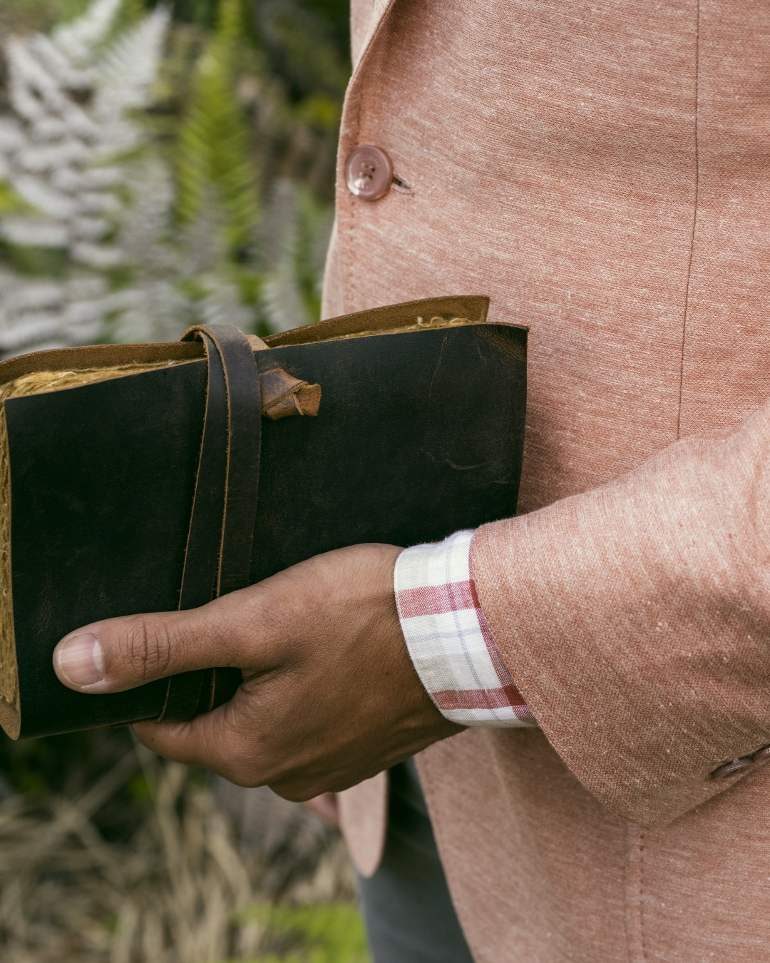 Two-button knit jacket, linen and silk blend