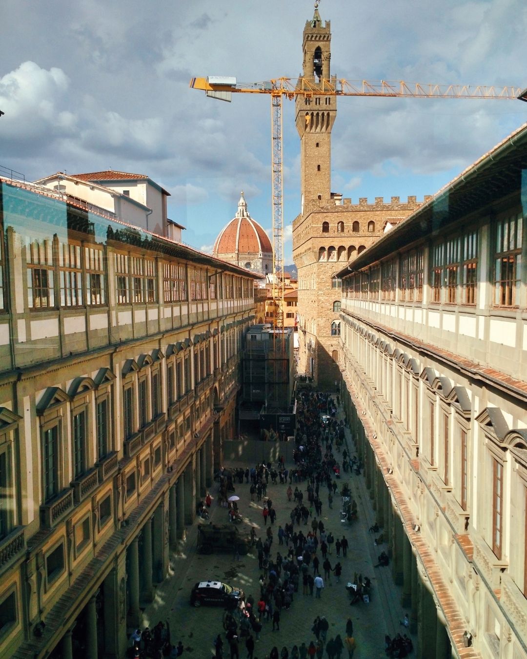 View of Uffizi museum with the crane