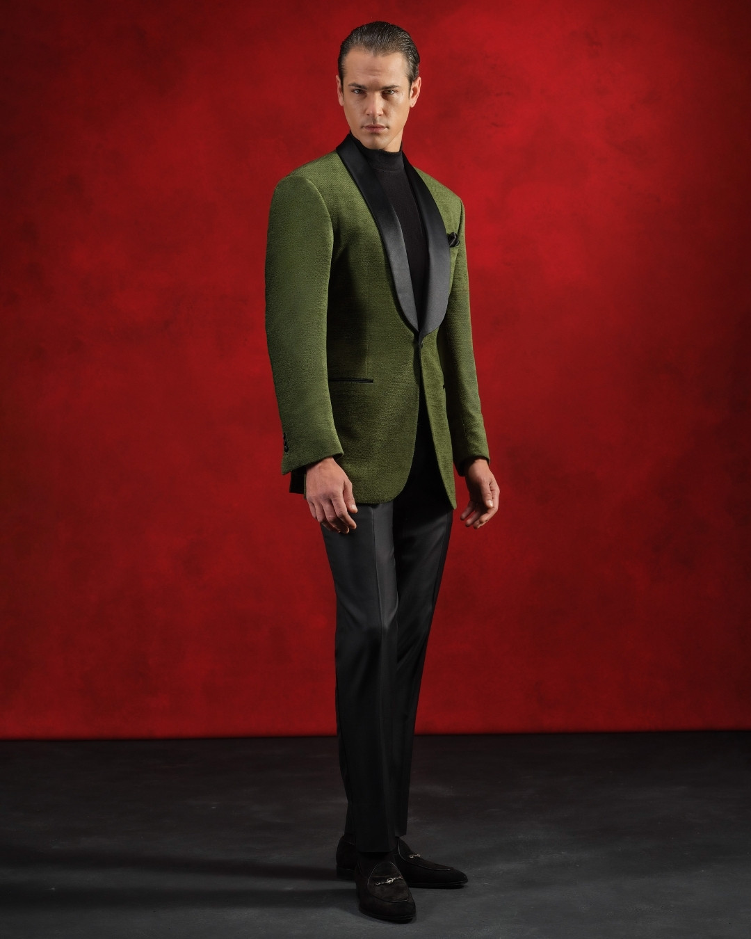 One-button Fiesole jacket, silk blend with satin lapels