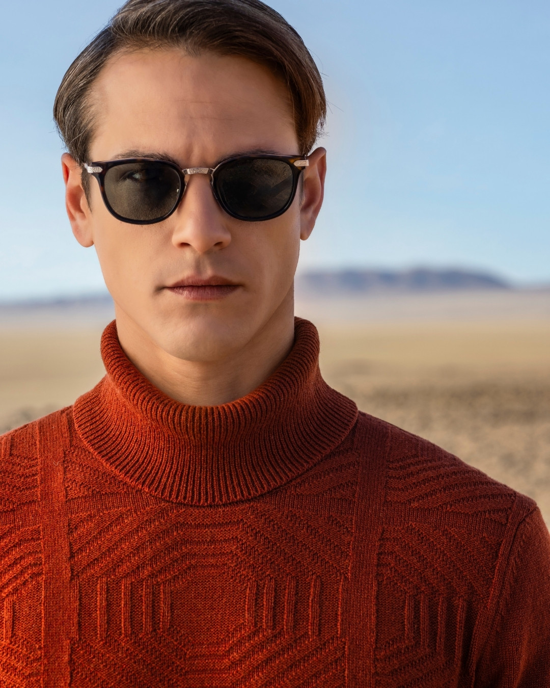 Knit turtleneck sweater, wool and cashmere blend