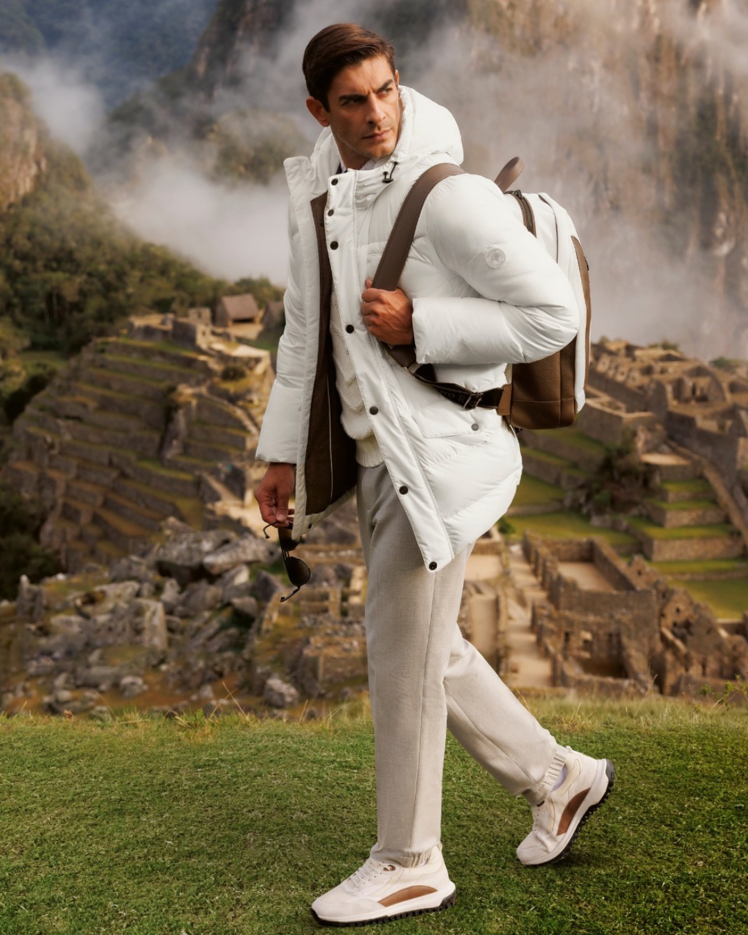 Hooded down jacket, 100% technical fabric