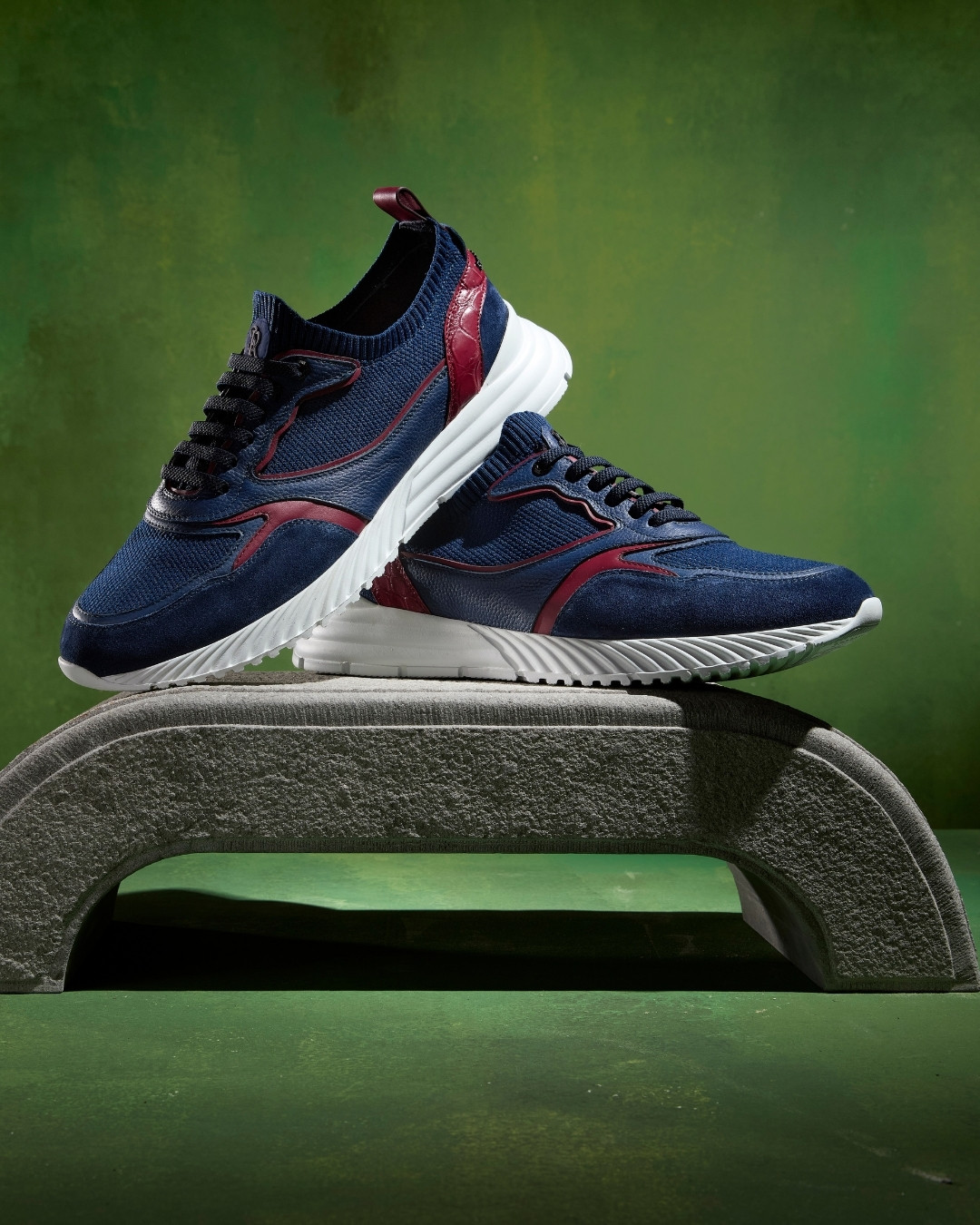 Sneakers, matted crocodile, suede and calfskin leather