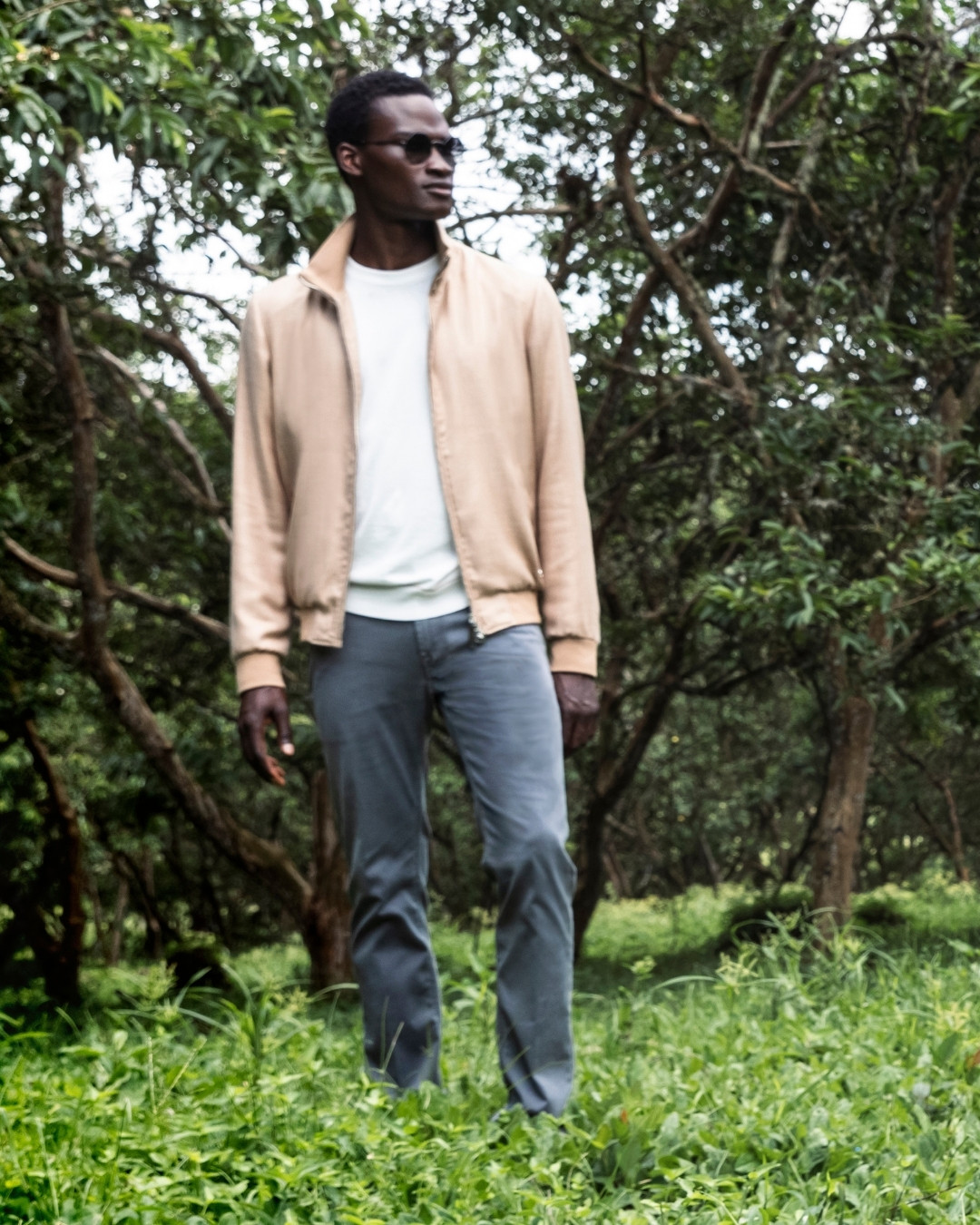 Blouson, cashmere, silk and linen blend with Nappa lambskin leather details