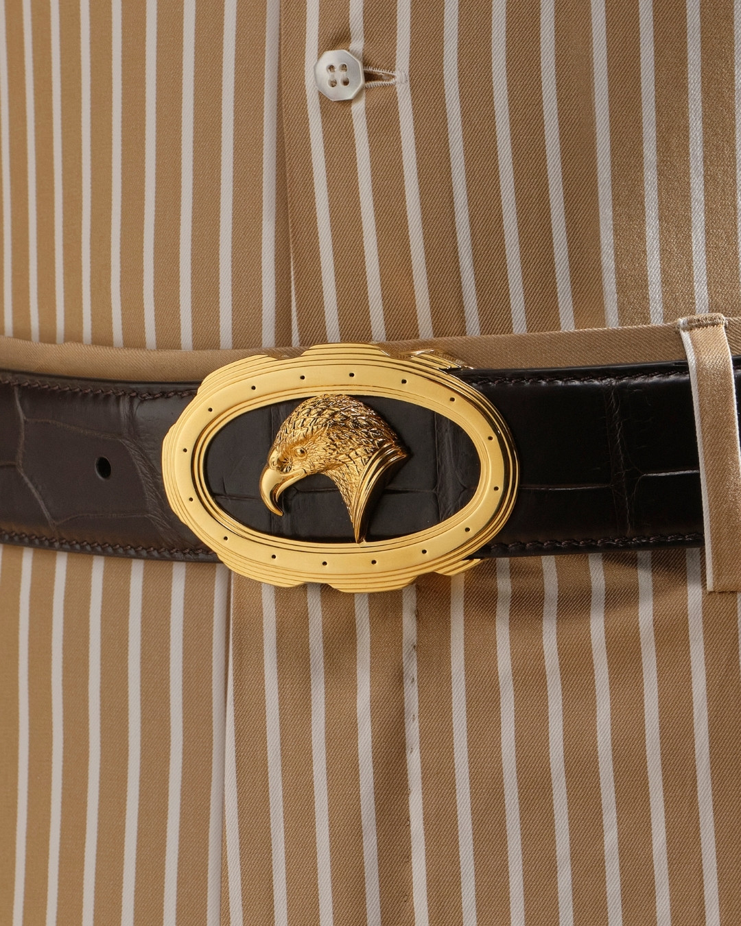 Handmade belt, crocodile leather