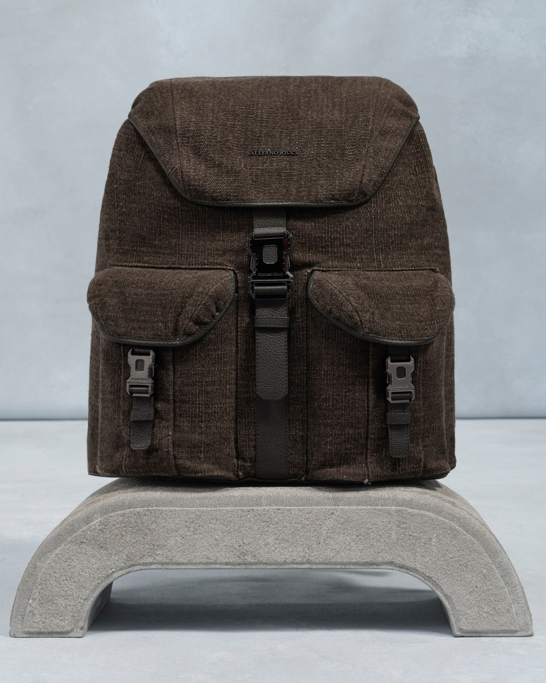 Explorer handmade backpack, linen and viscose