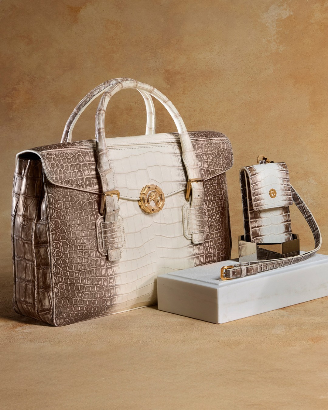 Handmade briefcase, 100% Himalaya crocodile