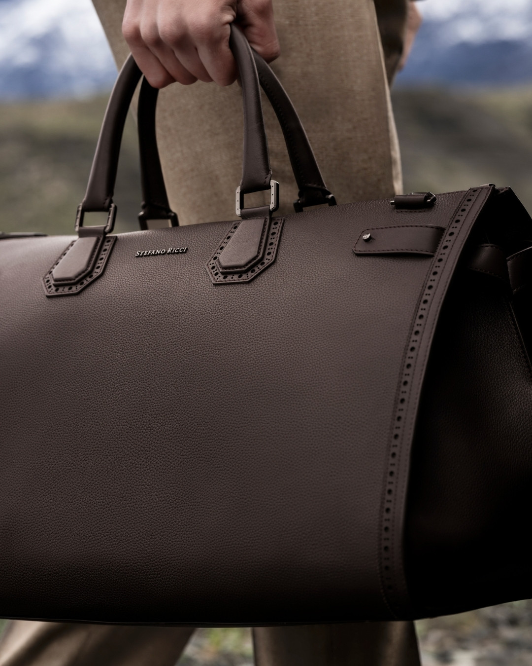 Handmade duffle bag, 100% calfskin leather