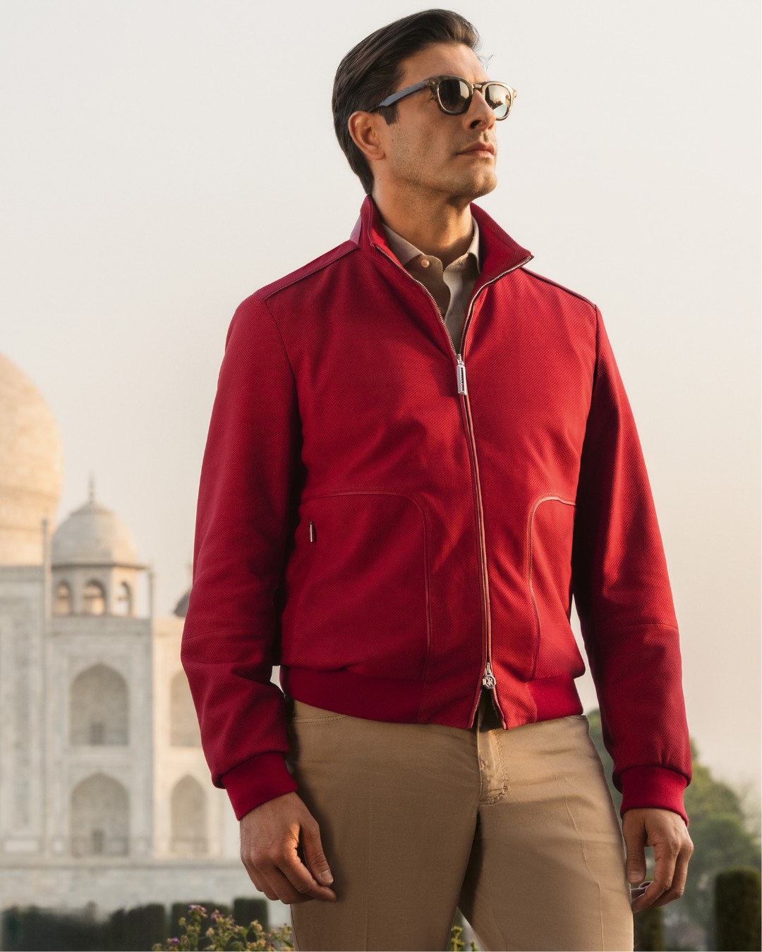 Blouson, 100% perforated nubuck calfskin leather with Nappa lambskin leather details