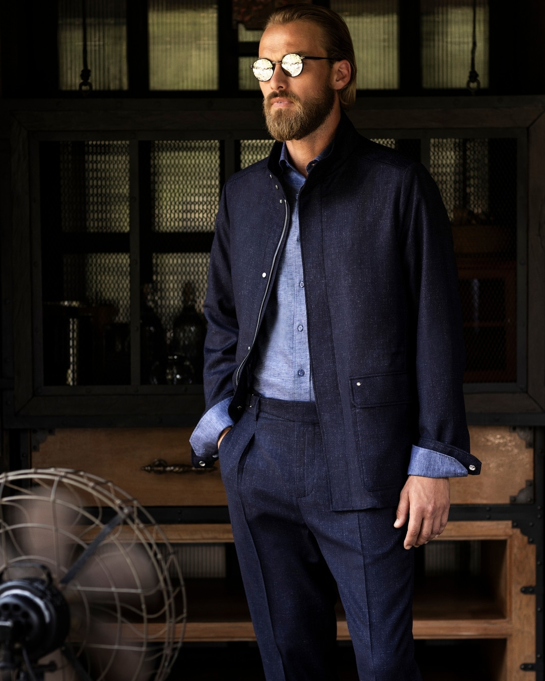 Field jacket, silk, cashmere and linen