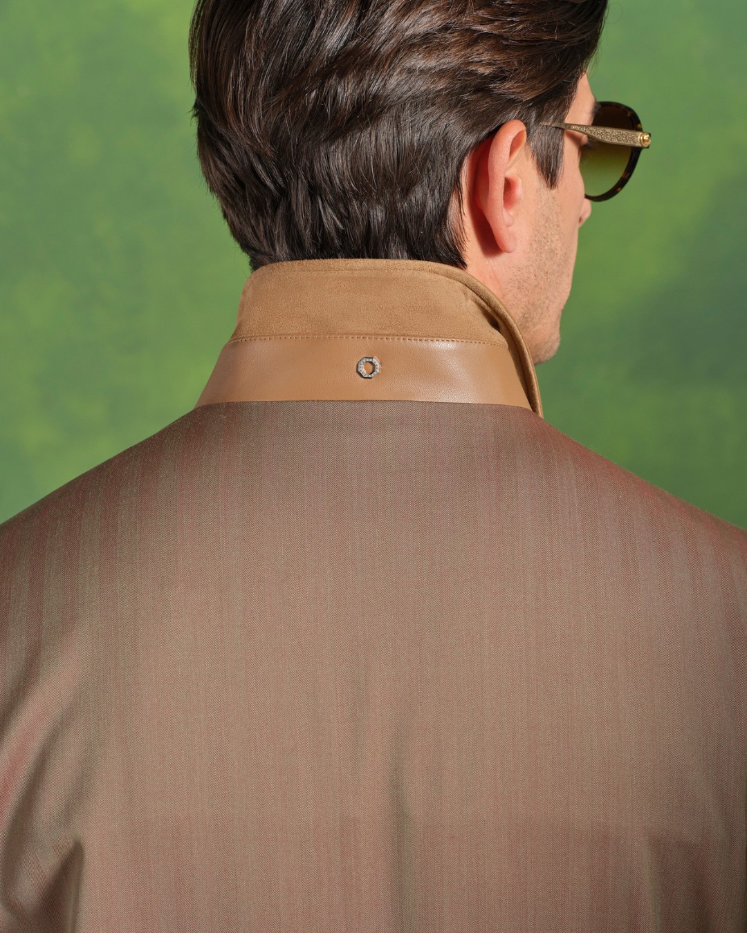 Details of blouson, 100% wool with suede collar and Nappa