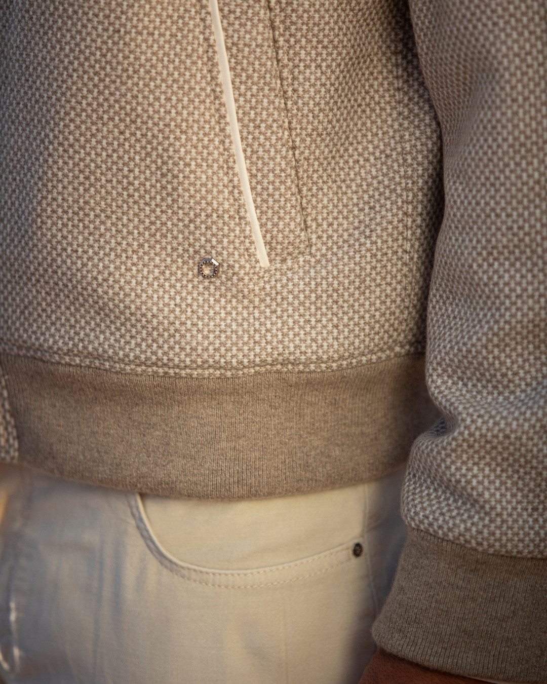 Blouson, 100% cashmere with Nappa lambskin leather details