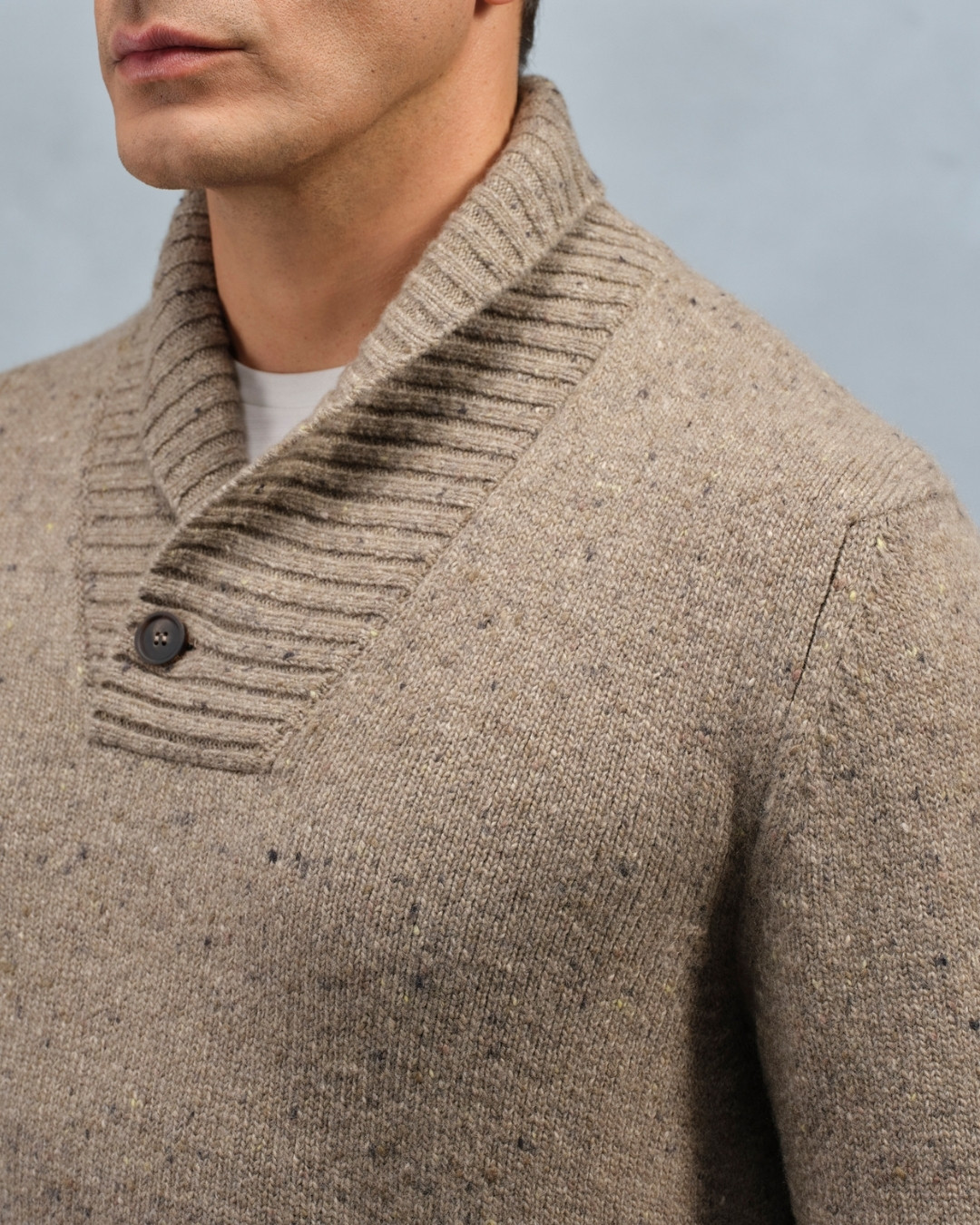 Knit v-neck sweater, wool and cashmere